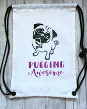 Pug - pugging awesome Personalised drawstring gym bag - - Fred And Bo