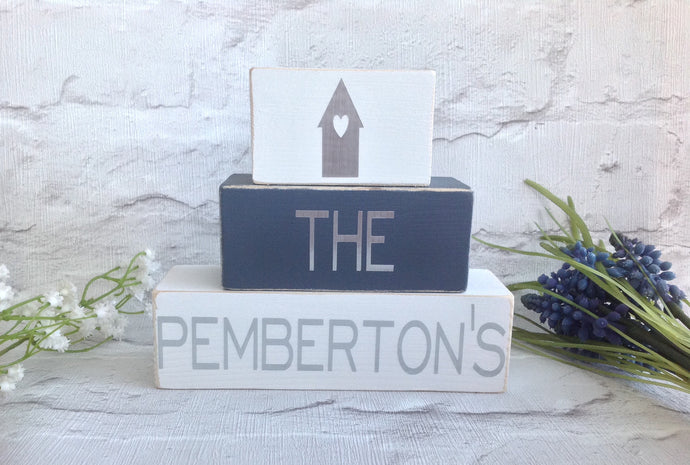 Personalised stacking blocks - set of three family home - Fred And Bo