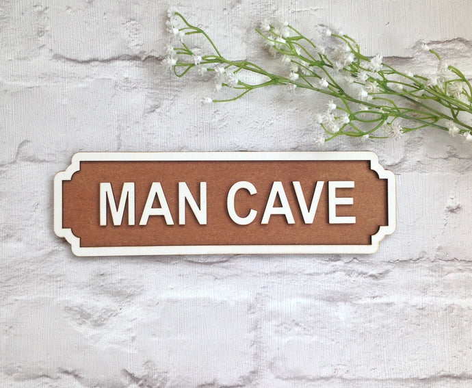 MAN CAVE Railway street sign vintage style plaque - Fred And Bo