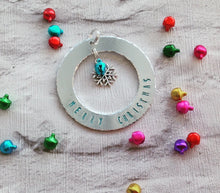CHRISTMAS BAUBLE RING - hand stamped with charm and bell - Fred And Bo
