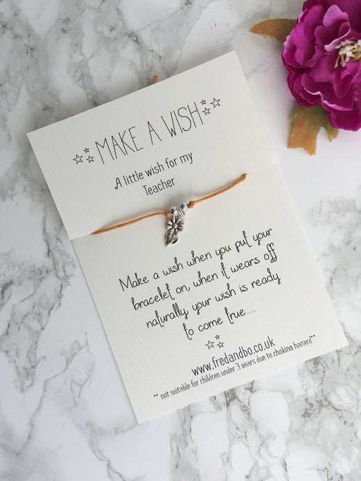 Wish bracelet- A little wish for my teacher- teacher - Teacher gift - Wish bracelet - Fred And Bo