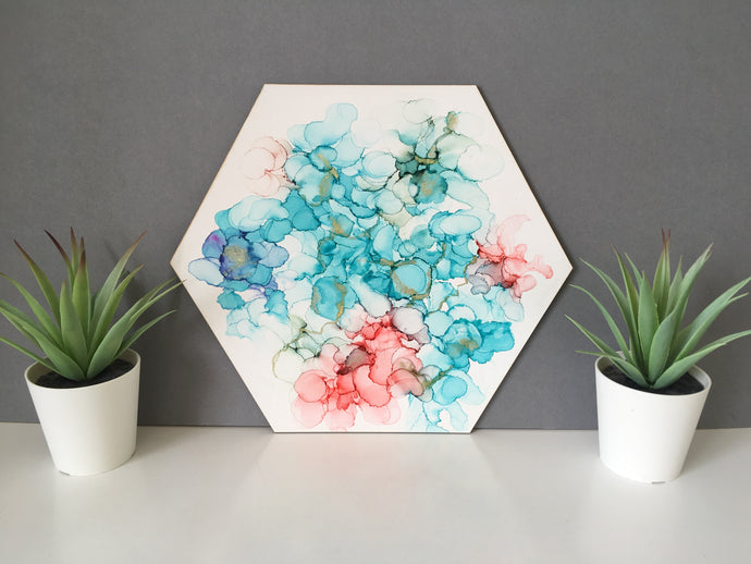 Hexagon Art- Original- Alcohol Ink - Fred And Bo