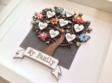 Family tree - Personalised handpainted with floral embellishments- framed - Fred And Bo