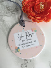 Ceramic New Baby Pink Christening Baptism Hanging Decoration - Fred And Bo