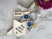 This Daddy belongs to - Star metal stamped keyring - with birthstone charms - Fred And Bo