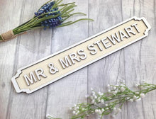 MR & MRS (double line) wedding with DATE Railway street retro sign plaque Personalised - Fred And Bo
