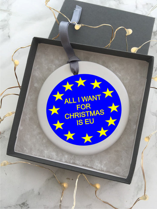 All I want for Christmas is EU Ceramic Bauble Hanging Decoration - Fred And Bo