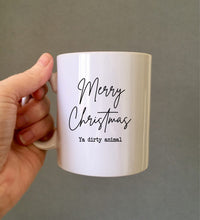 Merry Christmas you dirty animal- secret Santa gift ceramic mug - Fred And Bo