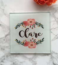 Personalised Floral Wreath Glass Coaster - Fred And Bo