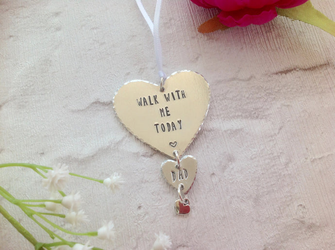 Walk with me today wedding bouquet charm set - stamped metal - Fred And Bo