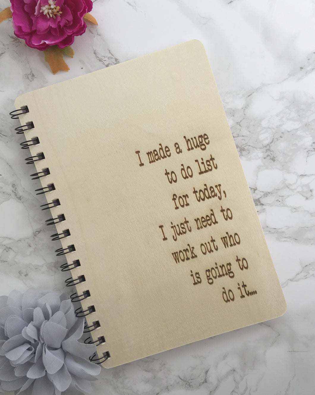 List Quote Engraved Wooden Notebook Journal - Fred And Bo