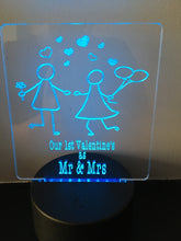 1st valentine as Mr & Mrs LED Night Light with remote control - Fred And Bo