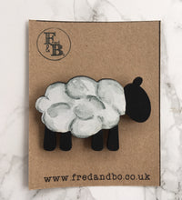 Sheep- Laser cut hand painted wooden badge - Fred And Bo