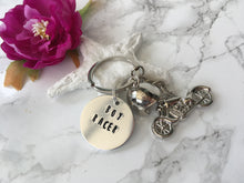 Motorcycle and helmet hand stamped keyring - Fred And Bo