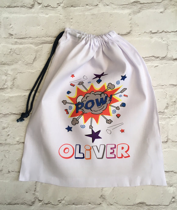 Personalised drawstring gym bag - Comic style design - Fred And Bo