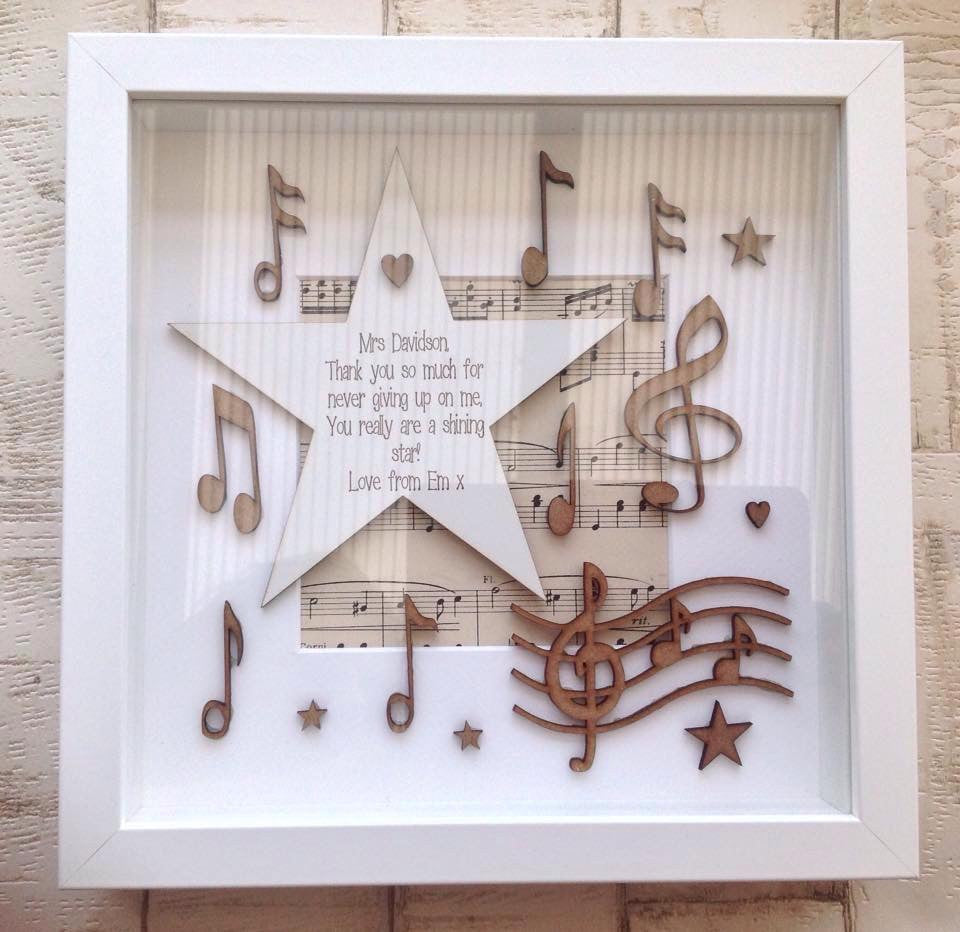 Musical note frame personalised box frame - Fred And Bo
