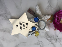 This Daddy belongs to - Star metal stamped keyring - with birthstone charms - Fred And Bo