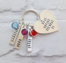 This Auntie belongs to- keyring with birthstone charms - Fred And Bo