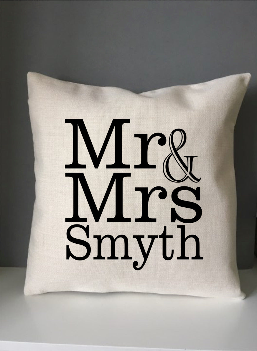 Mr & Mrs personalised printed cushion - Fred And Bo