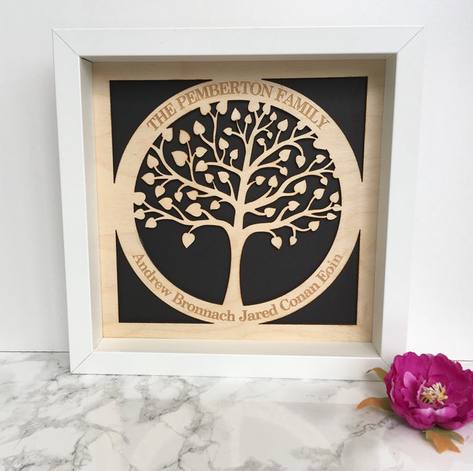 Family Tree - circle of life - plywood framed - Fred And Bo