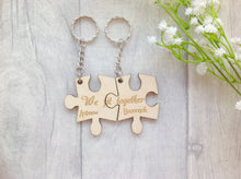 We fit together jigsaw puzzle two piece keyring- wedding engagement - Fred And Bo