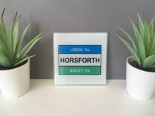 Horsforth Road Sign Glass Coaster - Fred And Bo