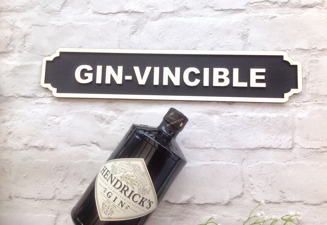 Gin-vincible Railway street sign vintage style plaque - Fred And Bo