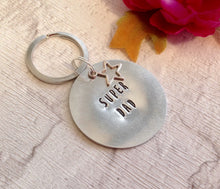 Super dad - hand stamped key chain - Fred And Bo