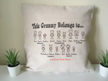 This Granny Belongs to- Stick Family cushion pillow - personalised - Fred And Bo