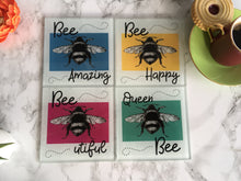 Set of four Bee sketch printed Glass Coaster - Fred And Bo