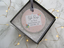 Ceramic New Baby Pink Christening Baptism Hanging Decoration - Fred And Bo