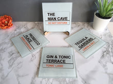 Man cave street sign style - printed Glass Coaster - Fred And Bo