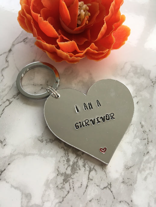 I am a survivor hand stamped metal key ring - Fred And Bo