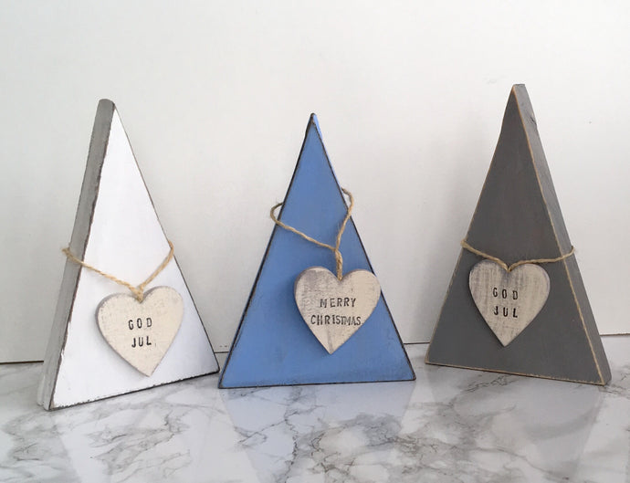 Trio set Scandinavian Style Christmas Tree- blue, Grey & white Merry Christmas - Fred And Bo