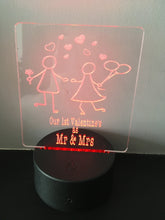 1st valentine as Mr & Mrs LED Night Light with remote control - Fred And Bo