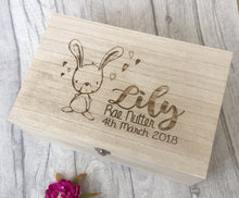 Wooden engraved bunny rabbit baby Gift Box - Memory Keepsake Box - Fred And Bo