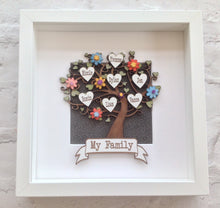 Family tree - Personalised handpainted with floral embellishments- framed - Fred And Bo
