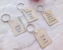 Never give up- positive mantra- hand stamped metal key ring - Fred And Bo