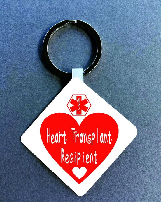 Heart Transplant recipient Medical Alert Keyring. - Fred And Bo