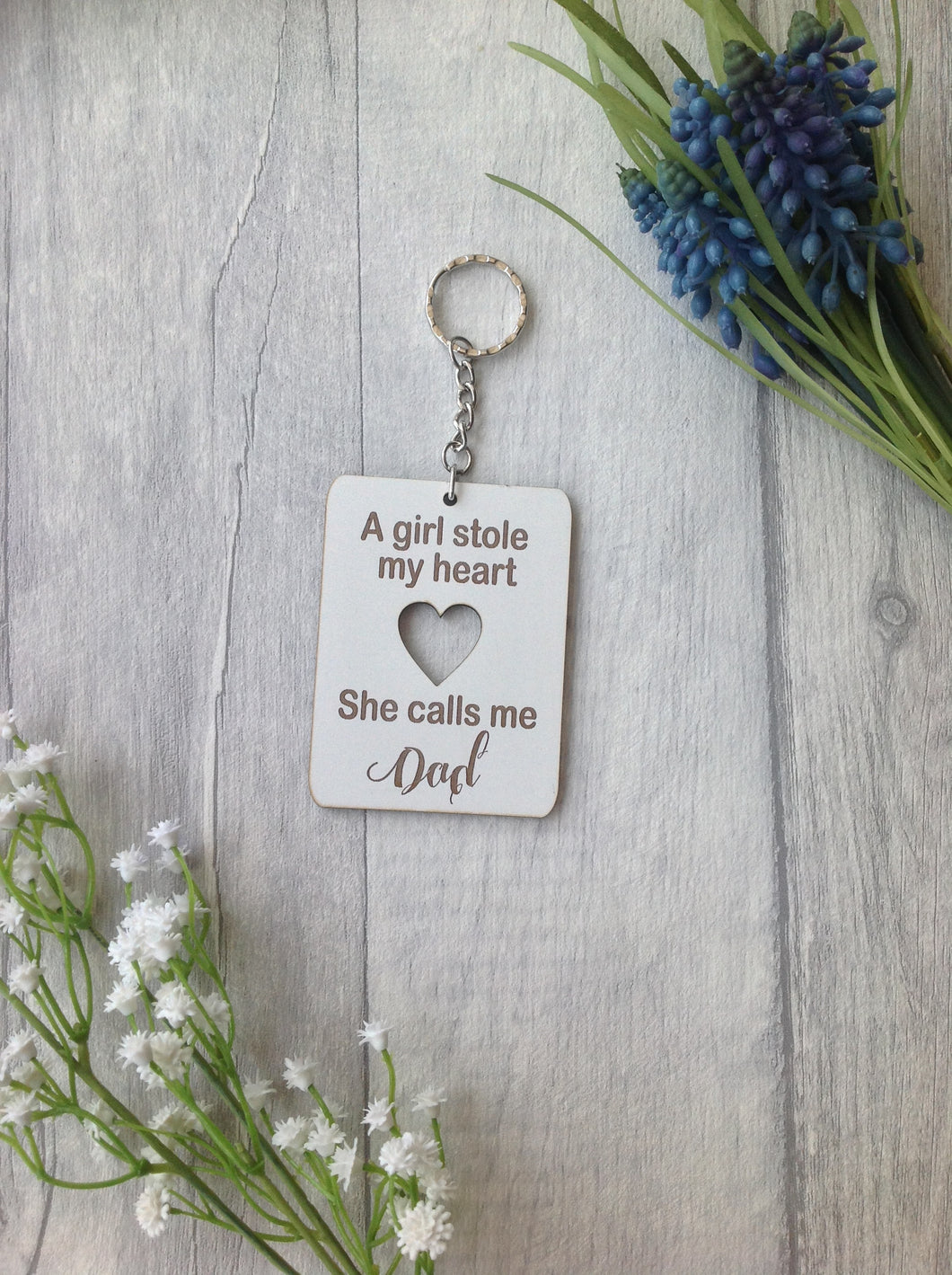 A girl stole my heart..... Father's Day personalised keyring - Fred And Bo