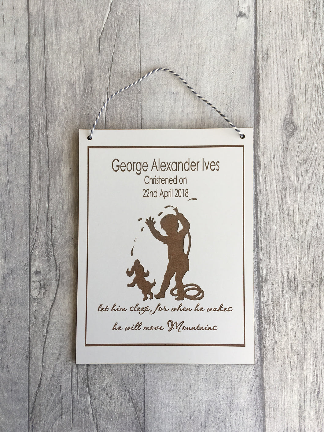 Little boy quote laser engraved plaque personalised Baptism gift - Fred And Bo