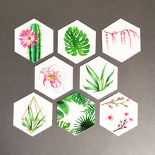 Hexagon wall art tile- leaves mix - Fred And Bo