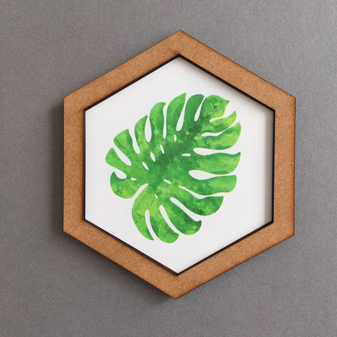 Hexagon wall art tile- palm leaf - Fred And Bo