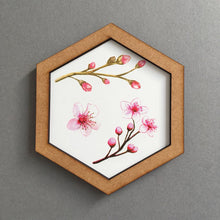 Hexagon wall art tile- cherry blossom 2 - Fred And Bo