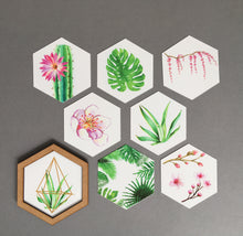 Hexagon wall art tile- leaves mix - Fred And Bo