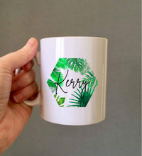 Hexagon tropical leaf ceramic mug - Fred And Bo