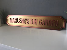 Personalised Gin Garden copper and gold Street Sign - Fred And Bo
