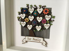 Family tree - Personalised handpainted with floral embellishments- framed - Fred And Bo