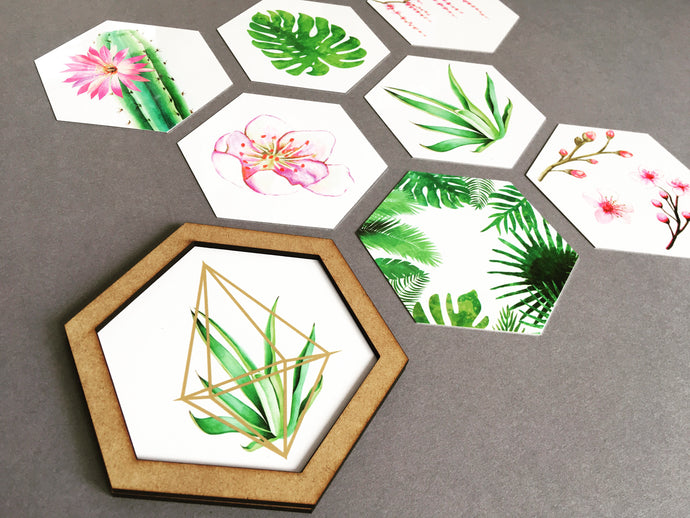 Hexagon wall art tile- set of 4 - Fred And Bo