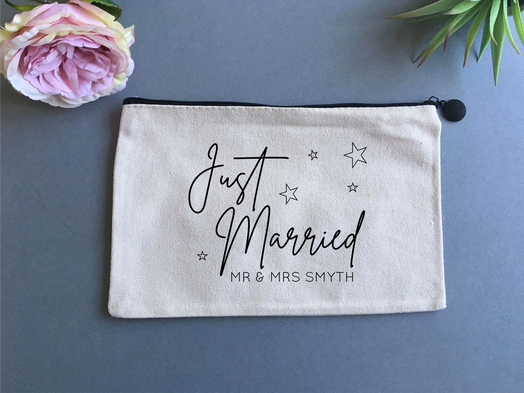 Personalised Linen pouch- Wedding Just Married - Fred And Bo